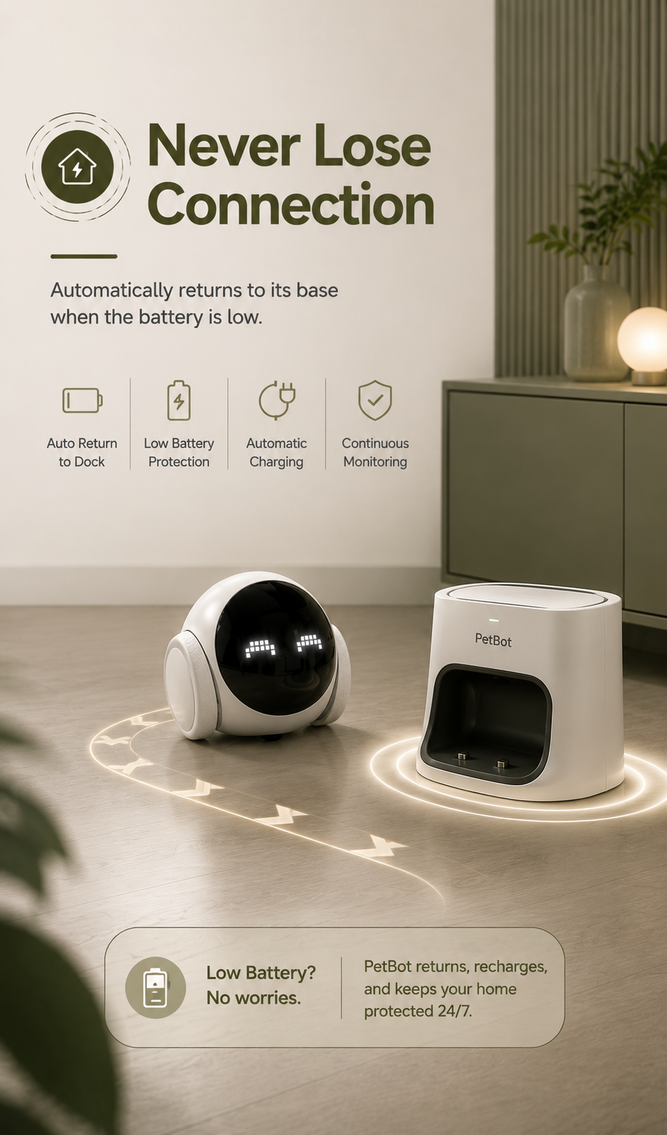 Mini Robot Smart | Indoor Movable with Auto-Recharge,2-Way Audio,Night Vision,Smart App Control,Cats/Dogs/Baby/Elderly