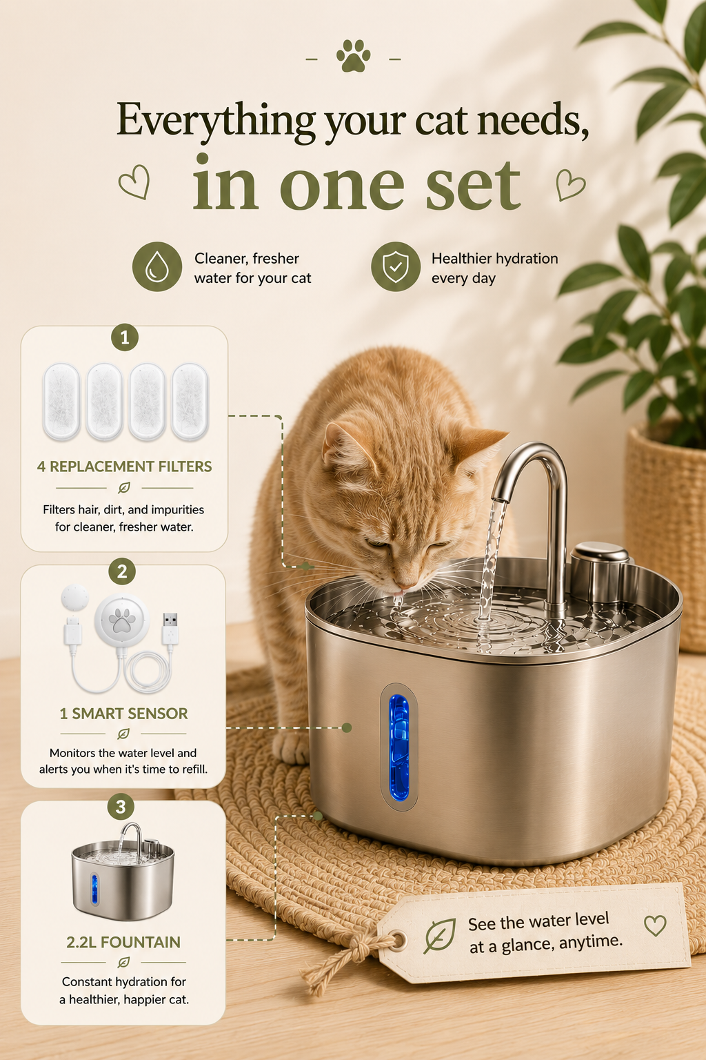 AquaPurr™ Premium Pet Water Fountain